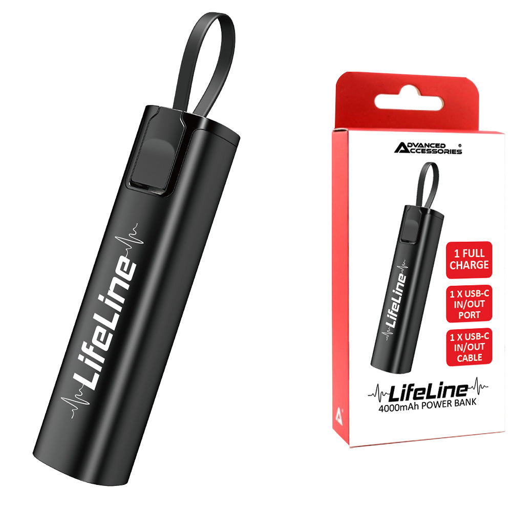 LifeLine 4000mAh Power Bank With Built-In USB-C Cable