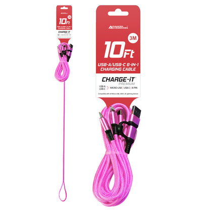 Charge-iT Premium 6in1 USBA/USB-C Cable - 3 Metres