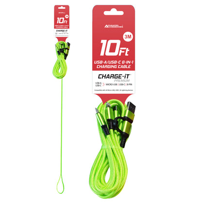 Charge-iT Premium 6in1 USBA/USB-C Cable - 3 Metres