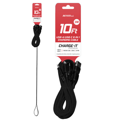 Charge-iT Premium 6in1 USBA/USB-C Cable - 3 Metres
